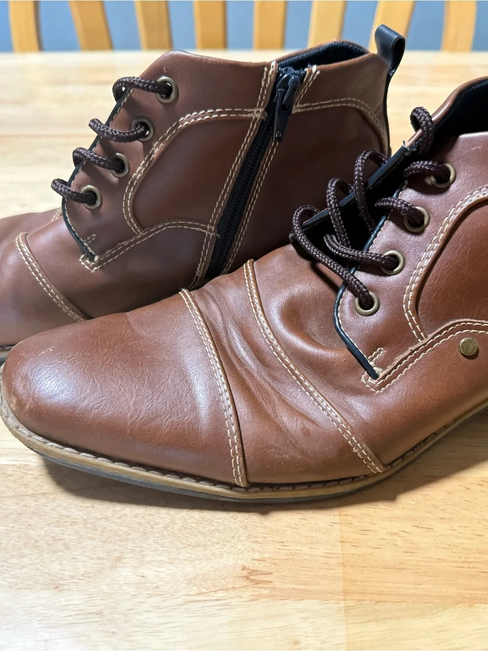 Apt. 9 Men’s Brown Cap Toe Lace Up Ankle Boots Side Zip Size 9